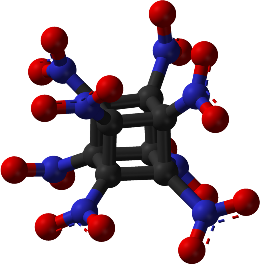 Possesses The Fastest Detonation Velocity Of Over 10,000 - 3d Model Of Octanitrocubane (1000x1016)