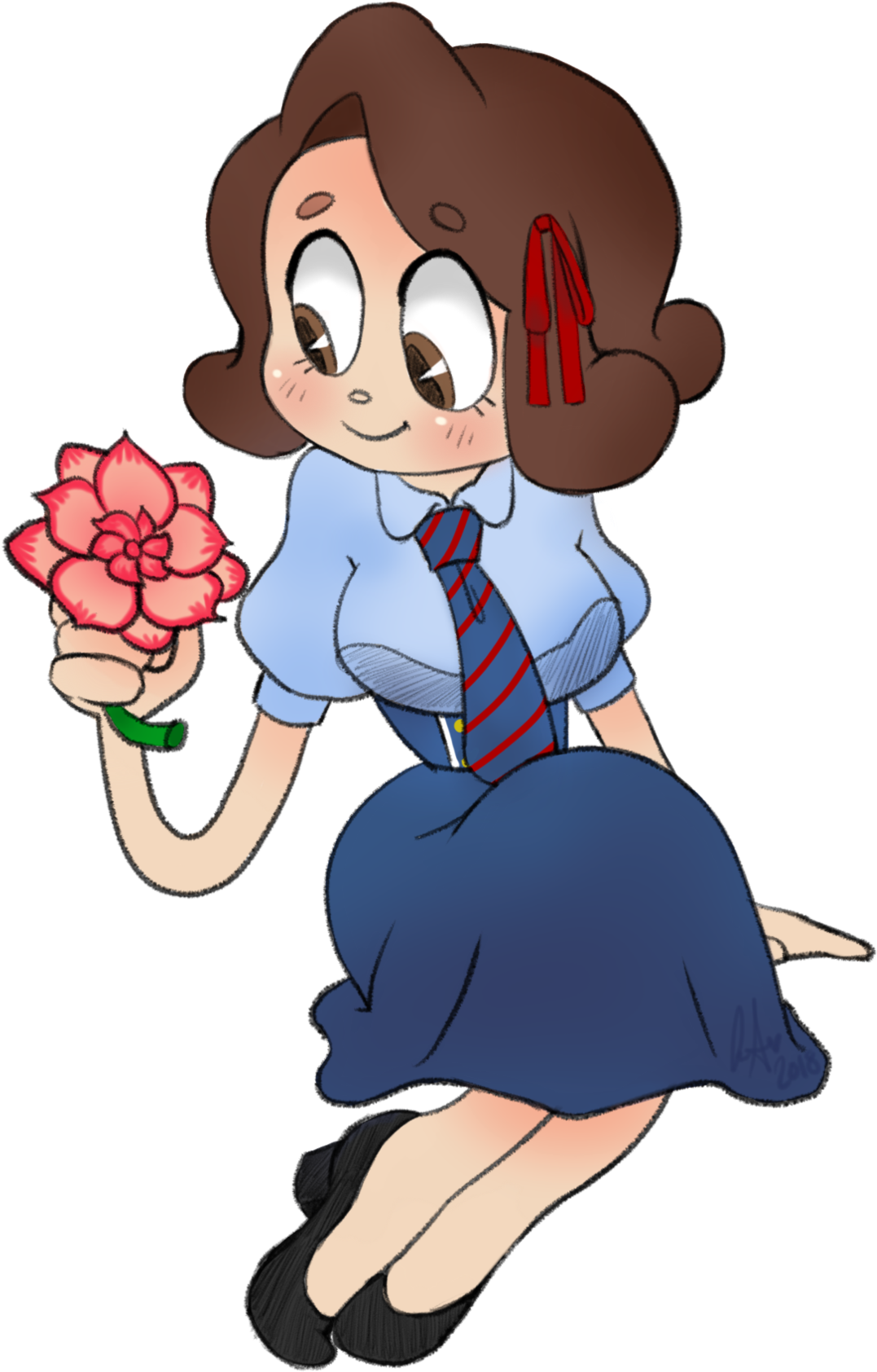 “i Drew Little Chrissy Holding An Adenium Obesum - Cartoon (1280x1874)