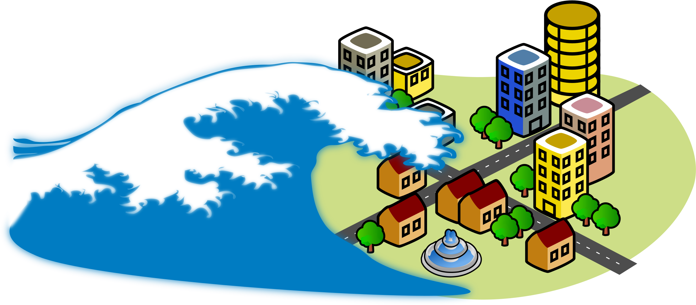 Tsunami De Dulces De Navidad Gratis Terremoto Clip - Tsunami Wave Clip Art (2400x1084)