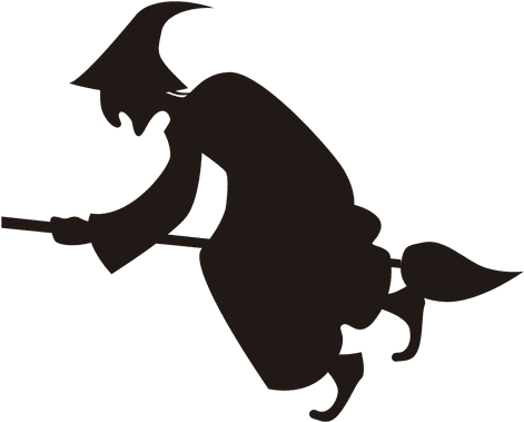 Witch On Broom Silhouette - Witch Transparent (512x512)