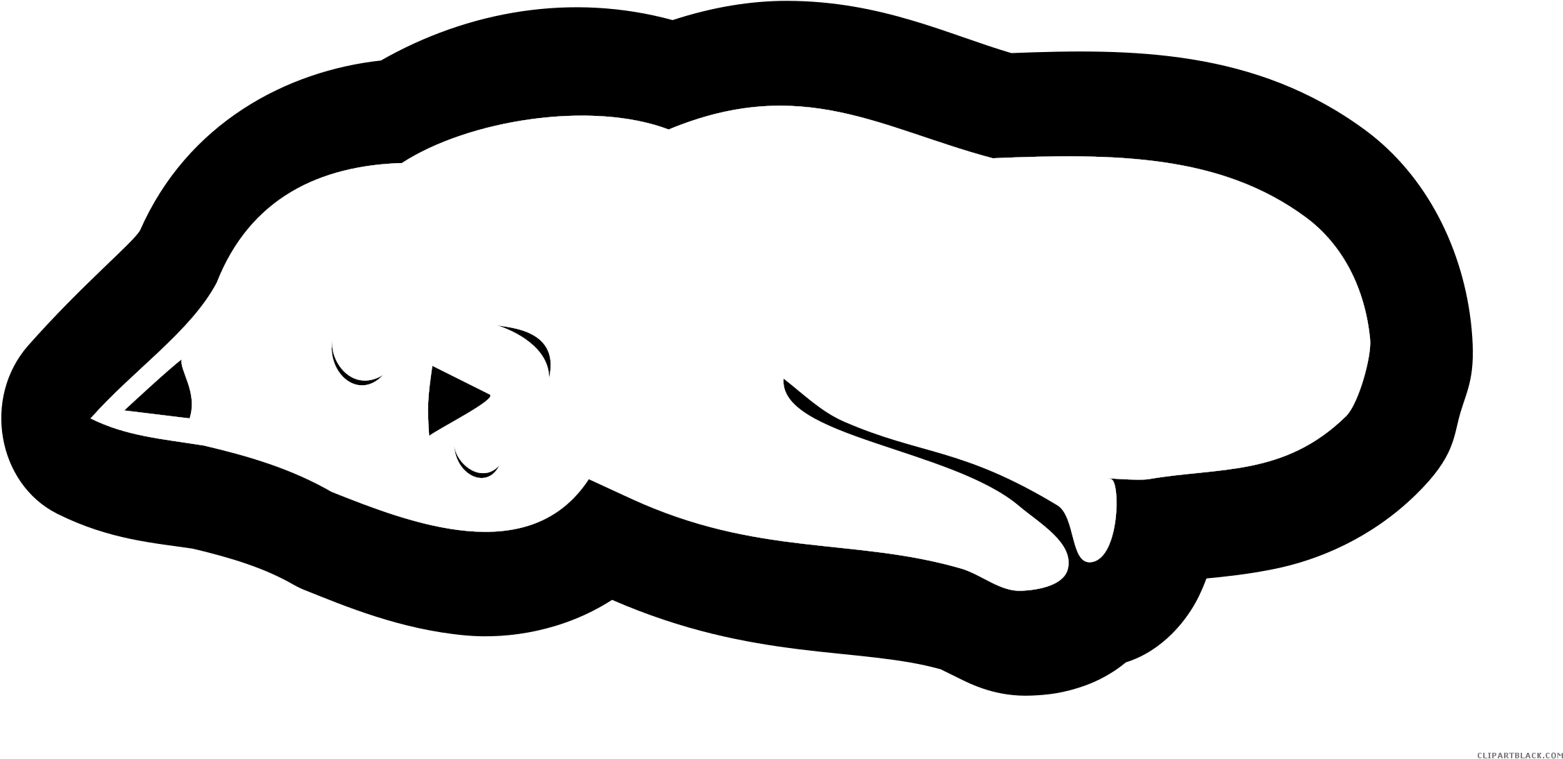 Cat Sleeping Animal Free Black White Clipart Images - Cat (2400x1200)