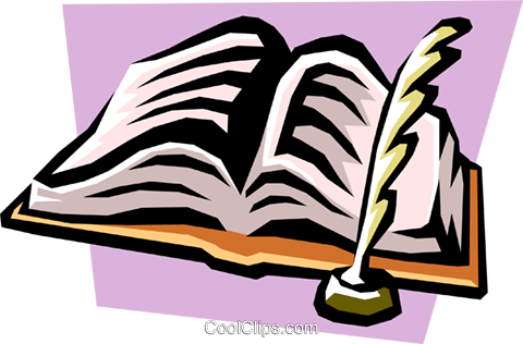 Book With Quill Pen Royalty Free Vector Clip Art Illustration - Guest Book (480x316)
