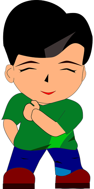 Boy Man Bowing Smile Happy Male Green Blue Red Bend - Smile Boy Png (320x640)