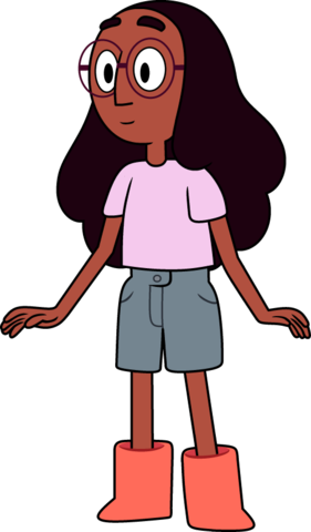 Connie Wears A Lavender T-shirt With Gray Jean Shorts - Steven Universe Style Change (281x480)