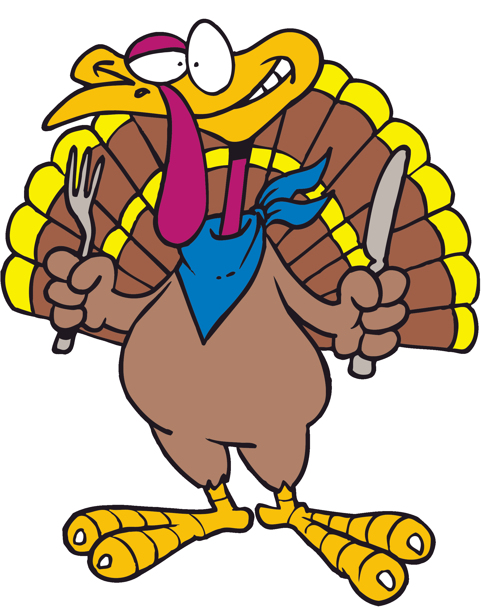Cartoon Picture Of Turkey - Turkey With Fork And Knife (2000x2525)