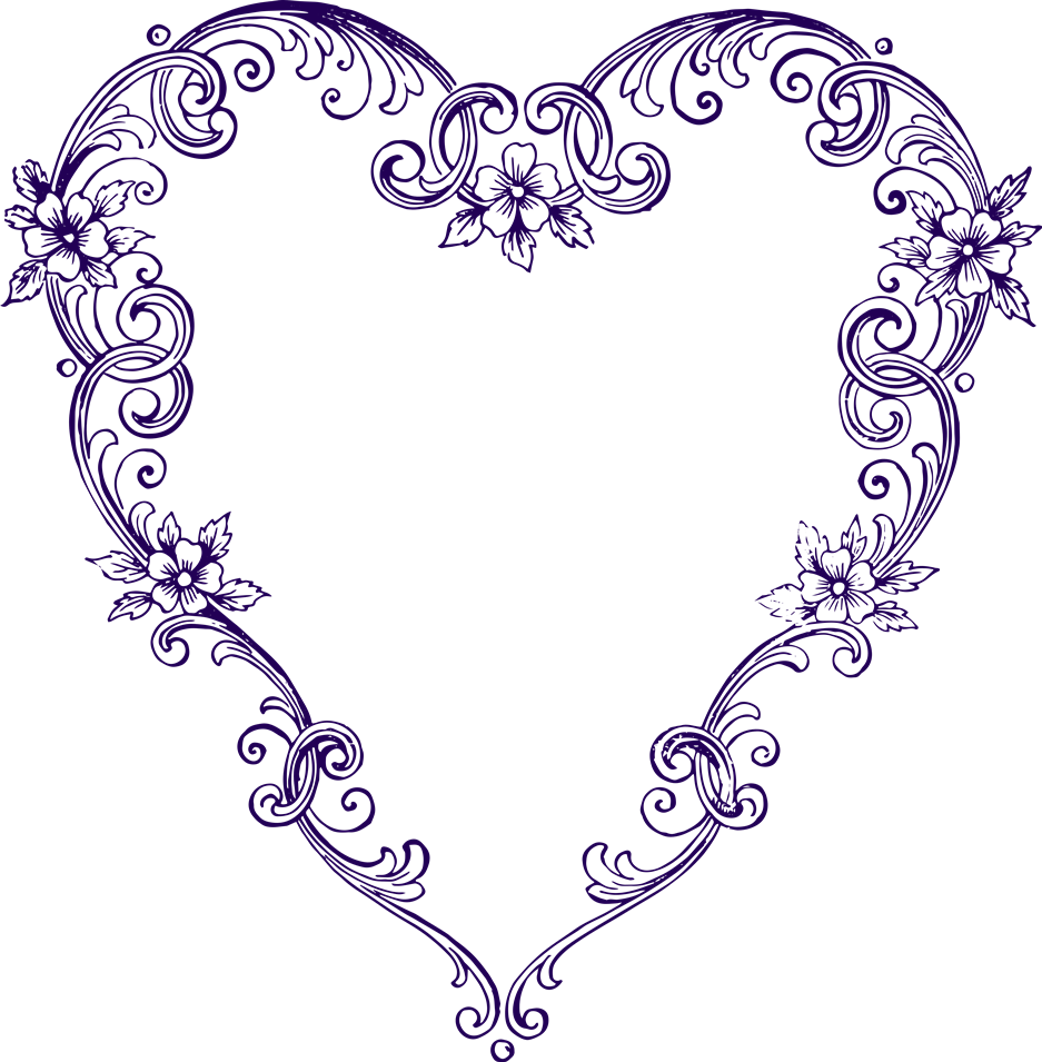 Purple Heart Clipart - Vintage Heart Clip Art (937x955)