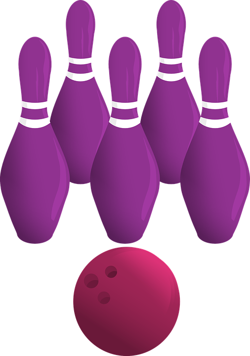 Purple Bowling Pin Clipart - Purple Bowling Pins (506x720)