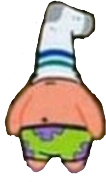Patrick Star With A Sock On His Head - Patrick With A Sock On His Head (400x400)
