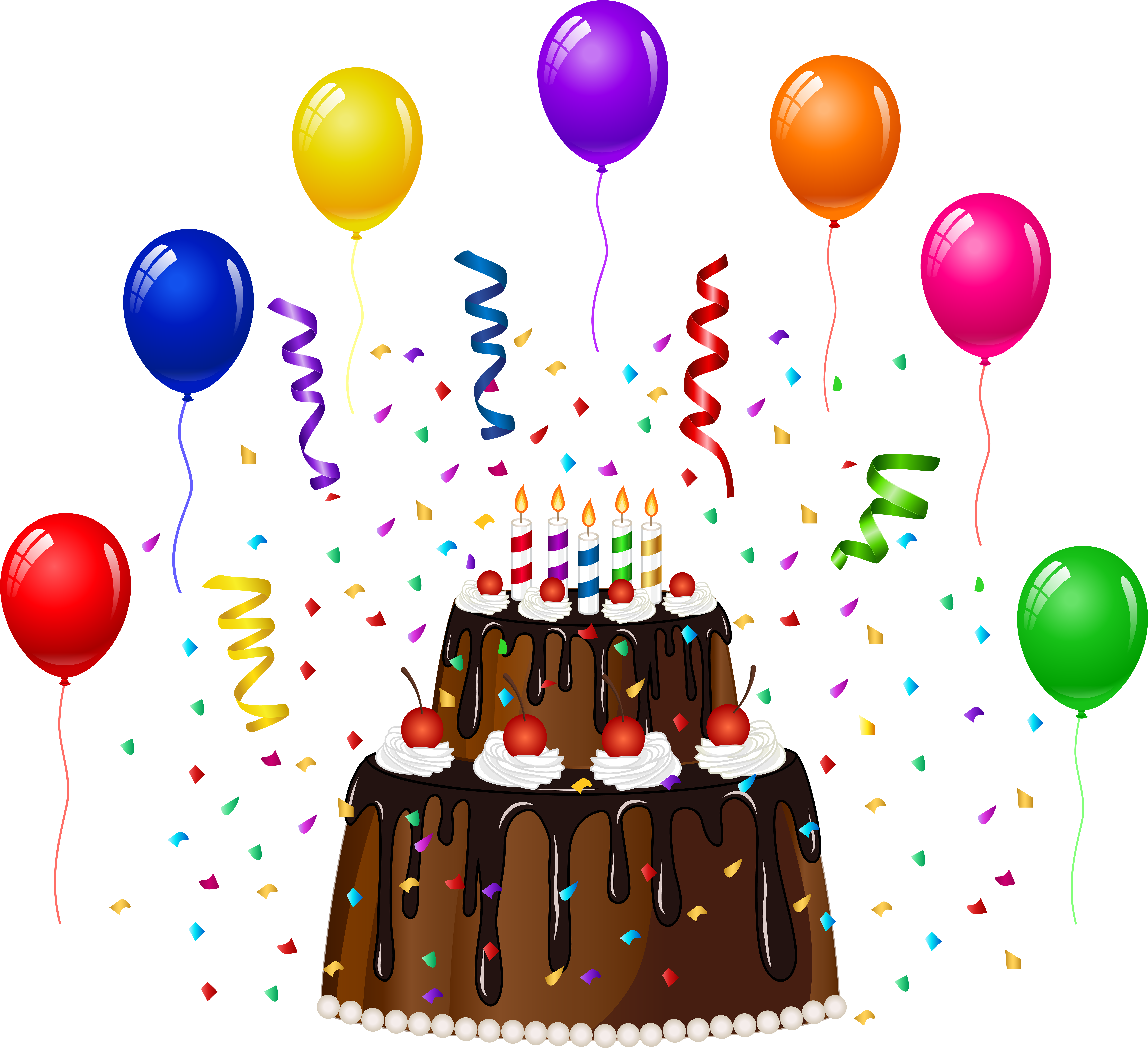 Birthday Cake Balloon Party Clip Art - Birthday Cake Balloon Party Clip Art (8000x7303)