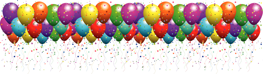 Birthday Balloons Background Wallpaper Png - Happy Birthday Borders Png (840x239)