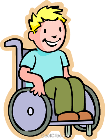 Little Boy In A Wheelchair Royalty Free Vector Clip - Clipart Boy In Wheelchair (361x480)