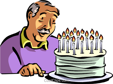 28 Collection Of Old Man Birthday Clipart High Quality, - Blowing Out Birthday Candles Clipart (480x357)