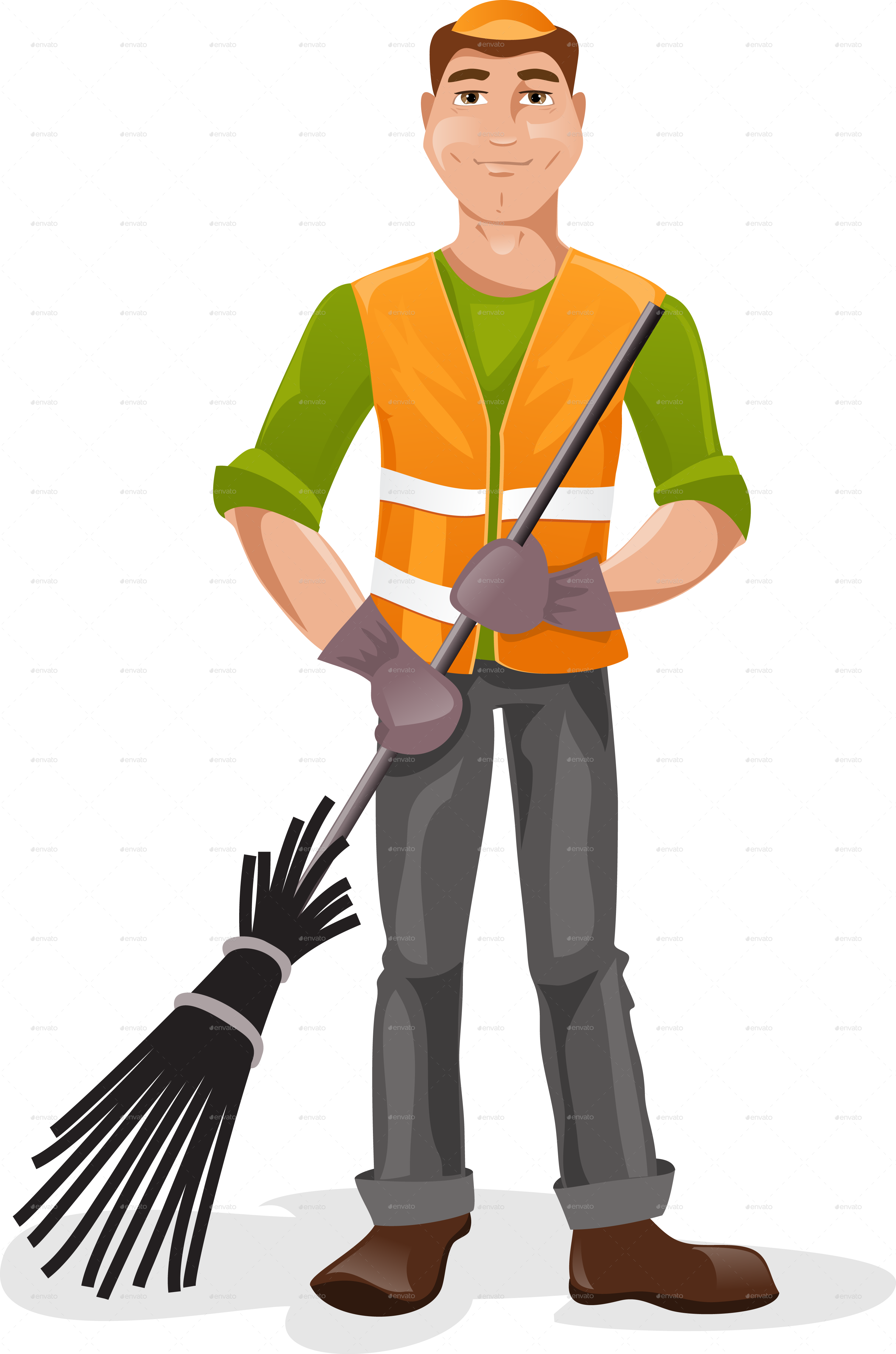 Janitor With A Broom By Artbesouro - Vector Graphics (3008x4544)