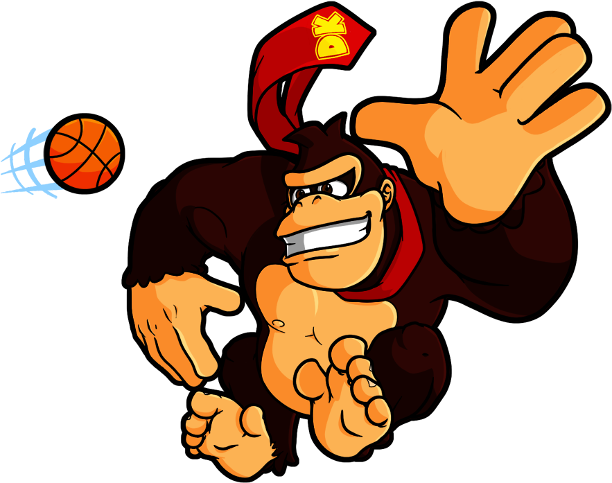 Donkey Kong Playing Some B-bal By Catchshiro - Cartoon (900x739)