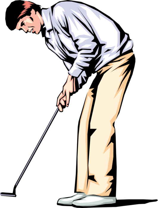 Vector Illustration Of Sport Of Golf Golfer Lines Up - Pitch And Putt (531x700)