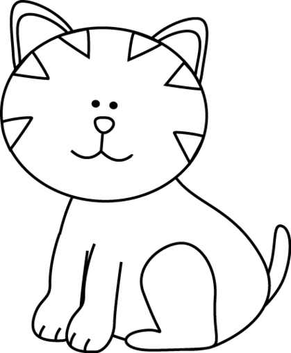 28 Collection Of Black And White Drawing Of A Cat High - Cute Cat Clip Art Black And White (419x508)