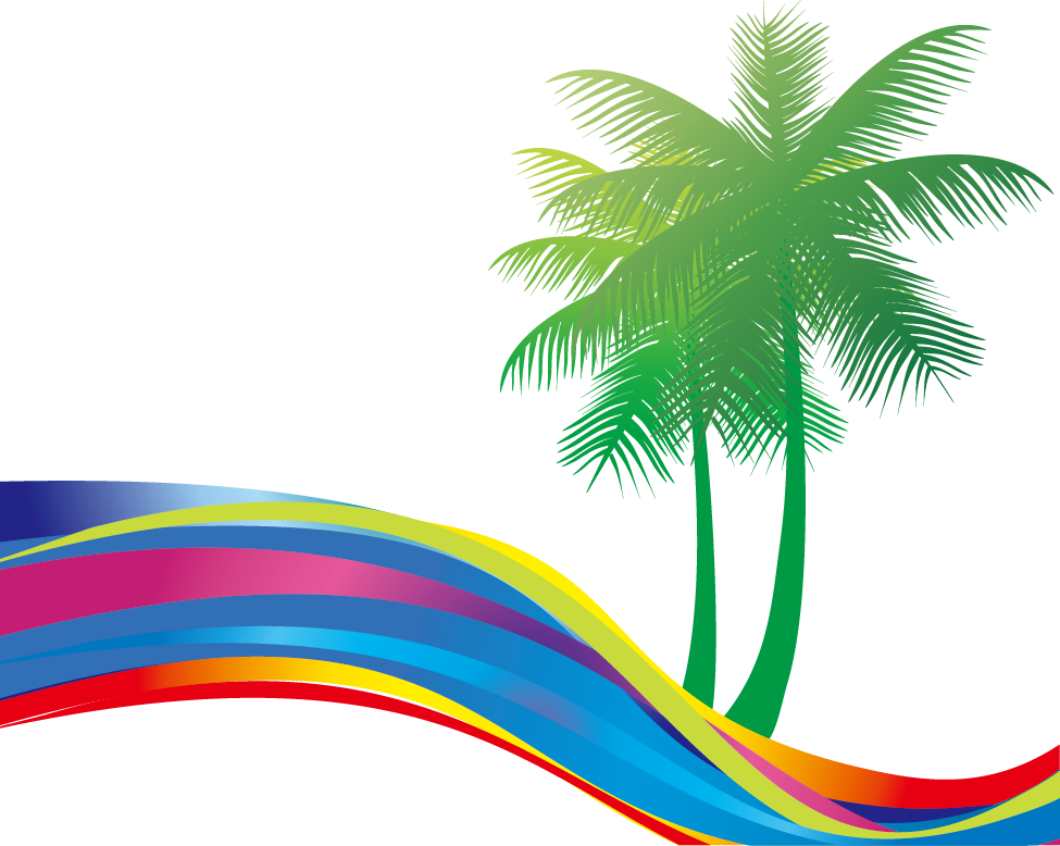 Great Fresh Coconut Colorful Colorful Curve - Summer Design (975x778)