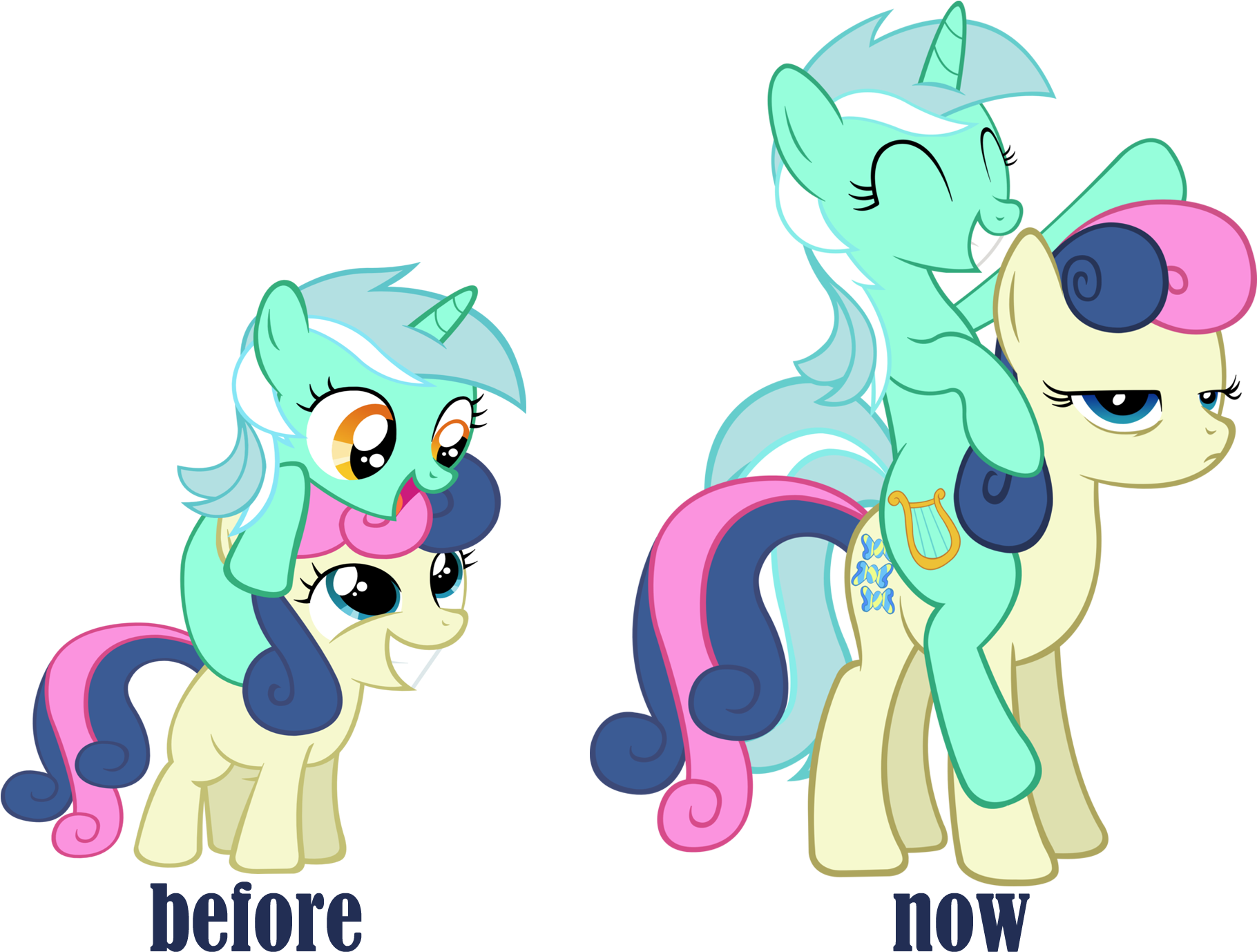 Now Before Princess Luna Derpy Hooves Bonbon Pony Mammal - Lyra And Bon Bon Hug (1898x1420)