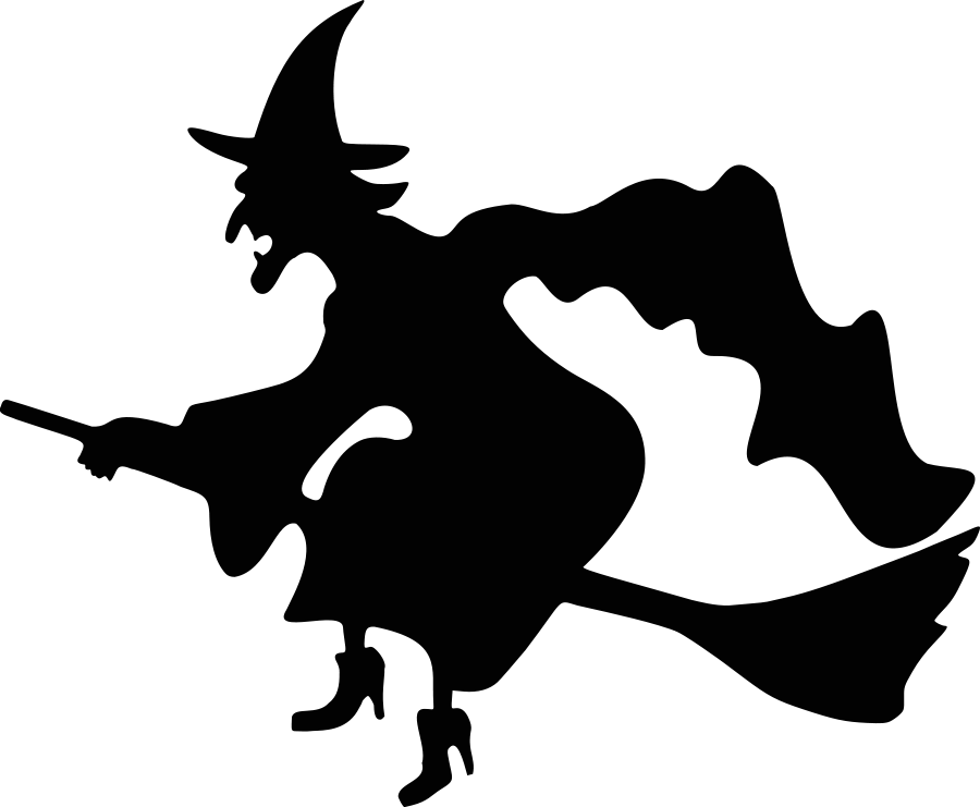 Free Halloween Black And White Halloween Border Clip - Witch Silhouette (900x741)
