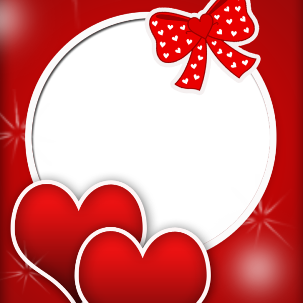 Red Valentine Frame - Round Love Frame Png (600x600)