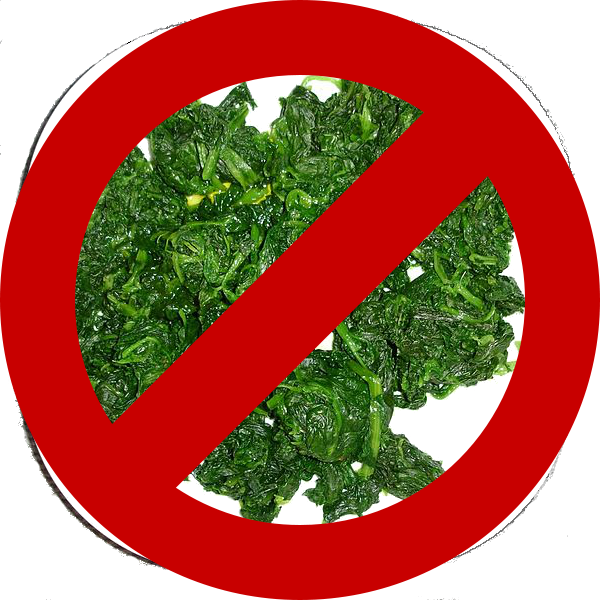 A Boiled Spinach Below A Prohibit Sign - Spinach (600x600)