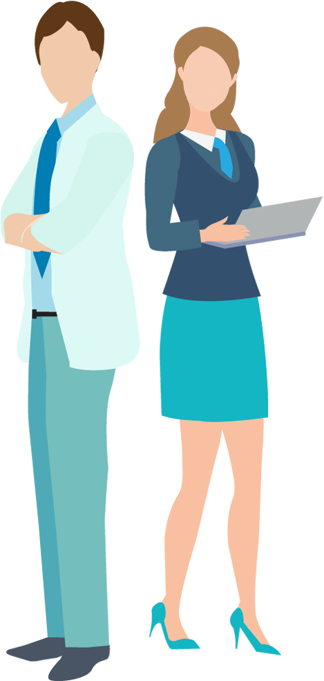 Cartoon Business Man And Woman Holding Laptop - Seven-ball (480x990)