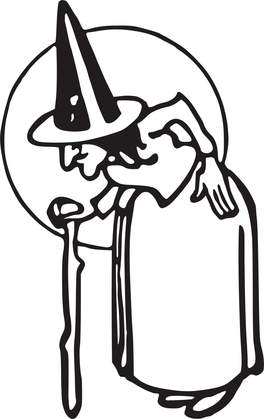 Clipart - Old Witch - รูป แม่มด ขาว ดำ (840x1334)