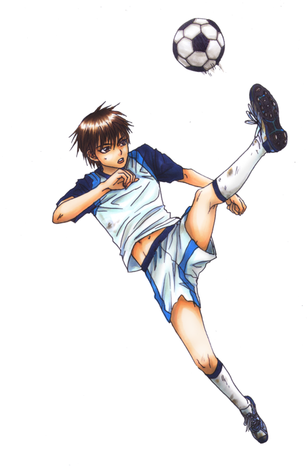 Anime Girl - Anime Boy Soccer Player (600x911)