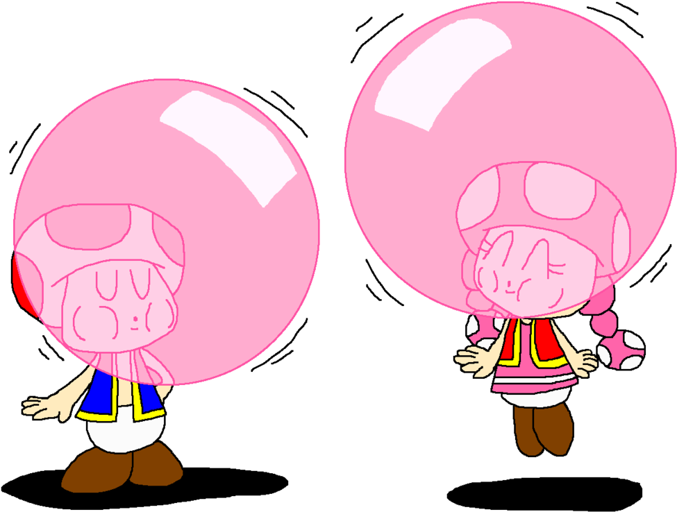 Toad And Toadette Pink Bubble Gum By Pokegirlrules - Cartoon (1024x761)