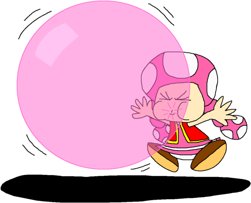 Toadette Blows A Pink Bubble Gum By Pokegirlrules - Cartoon (999x799)