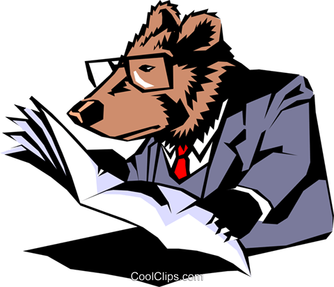 De Dibujos Animados Oso Libres De Derechos Ilustraciones - Bear Reading Newspaper (480x413)