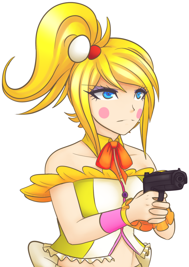 Toy Chica With A Gun By Wolf Con F - Fnaf Toy Chica Human (841x949)