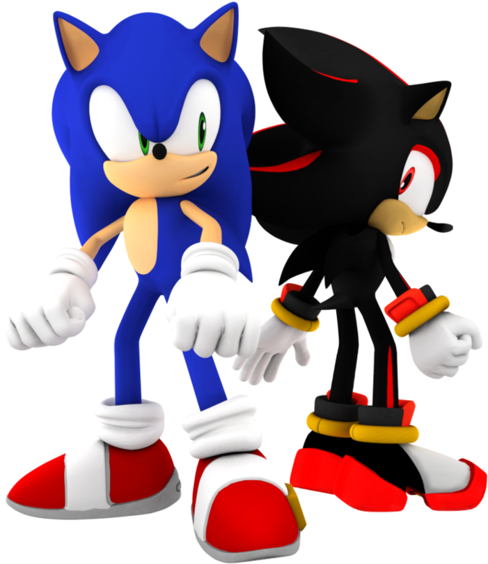 Sonic And Shadow Fight Back To Back By Nibroc-rock - Cartoon (965x827)