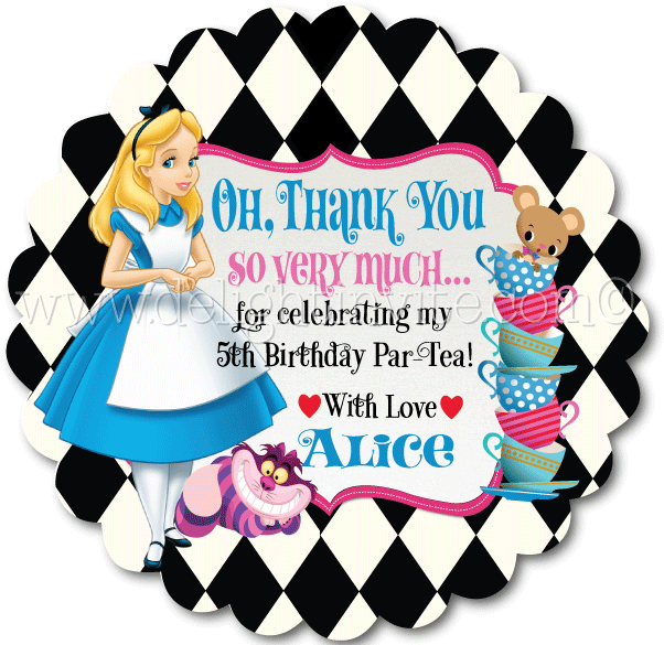 Alice In Wonderland Mad Hatter Tea Party Favor Tags - Black And White Patterns (612x612)