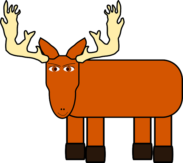 Antlers Brown, Cartoon, Moose, Animal, Staring, Antlers - Cartoon Moose Png (640x570)