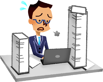Businessman Working Hard - Illustration (437x350)