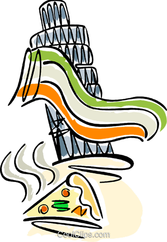 Tower Of Pisa With Slice Of Pizza Royalty Free Vector - Tower Of Pisa With Slice Of Pizza Royalty Free Vector (331x480)
