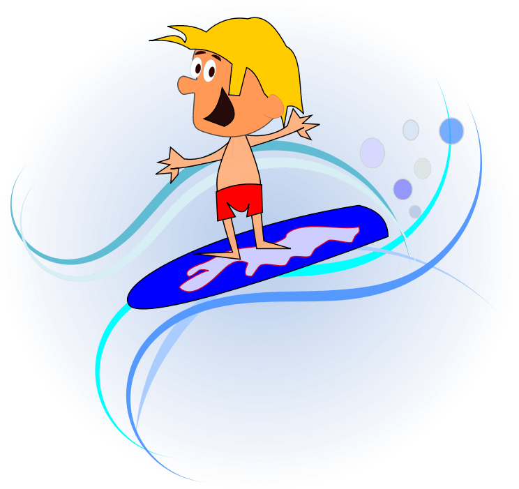 Comic Character Surfer Vector Graphics - Gambar Kartun Surfing Png (744x701)