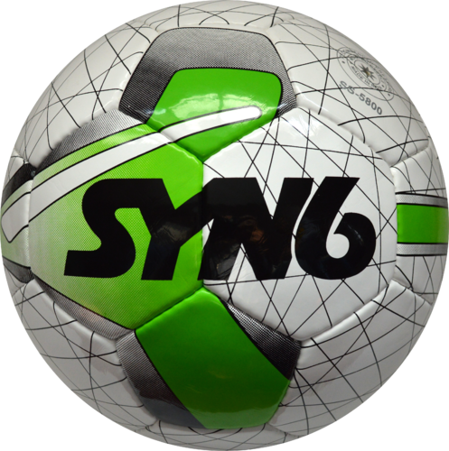 Syn6 White With Green Pu Soccer Ball- Ss5800, Size - Futsal (497x500)