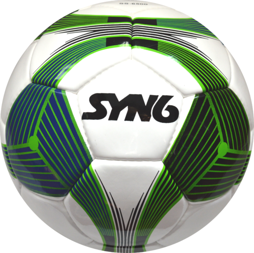 Syn6 White With Green Pu Match Quality Soccer Ball - Ball (500x498)