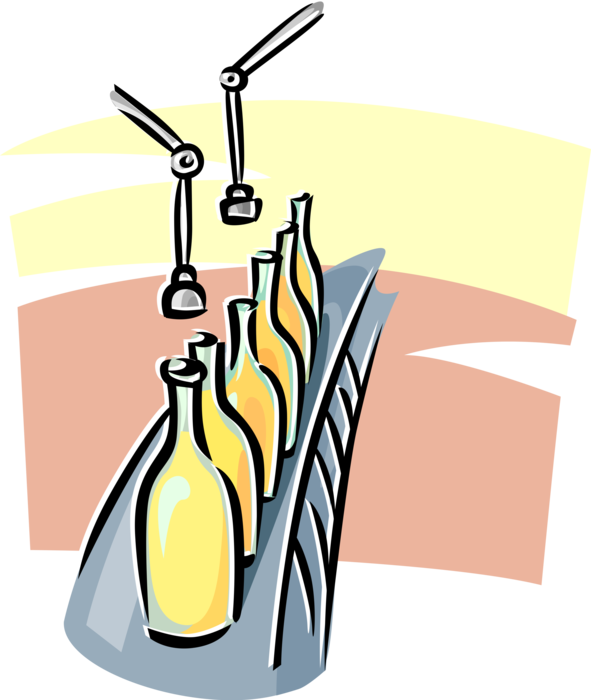 Assembly Line Bottles Receive Product Vector Image - Assembly Line (591x700)