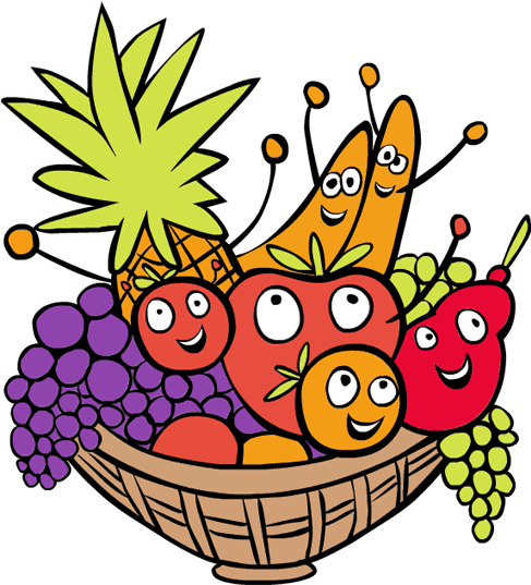 Clip Art Thanksgiving Happy Excited Fruit Basket - Clip Art Fruit Basket (600x630)