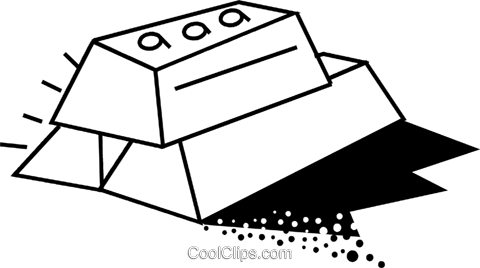 Gold Bar Clipart - Gold Bar Line Art (480x268)