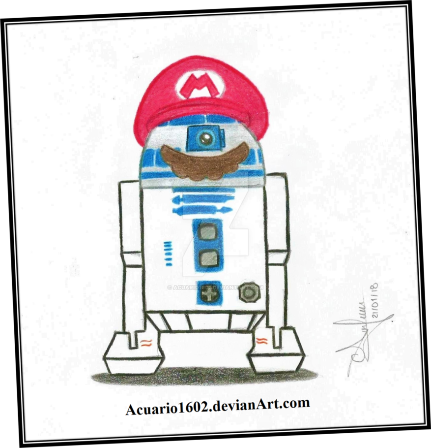 Commission R2d2 Mario By Acuario1602 - Cartoon (877x910)