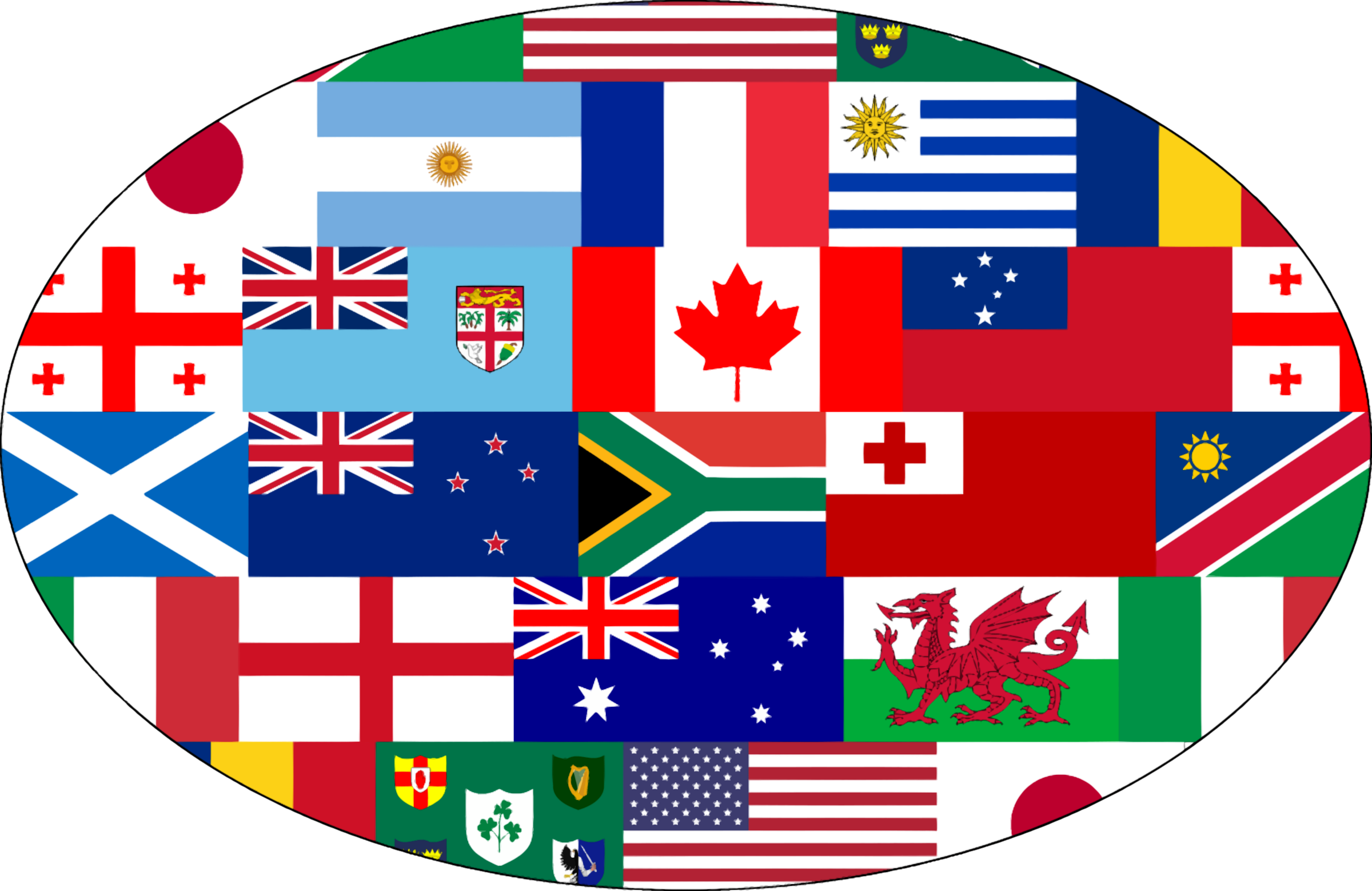Handsome World Cup Clip Art Medium Size - World Flags Rugby Balls (2400x1558)