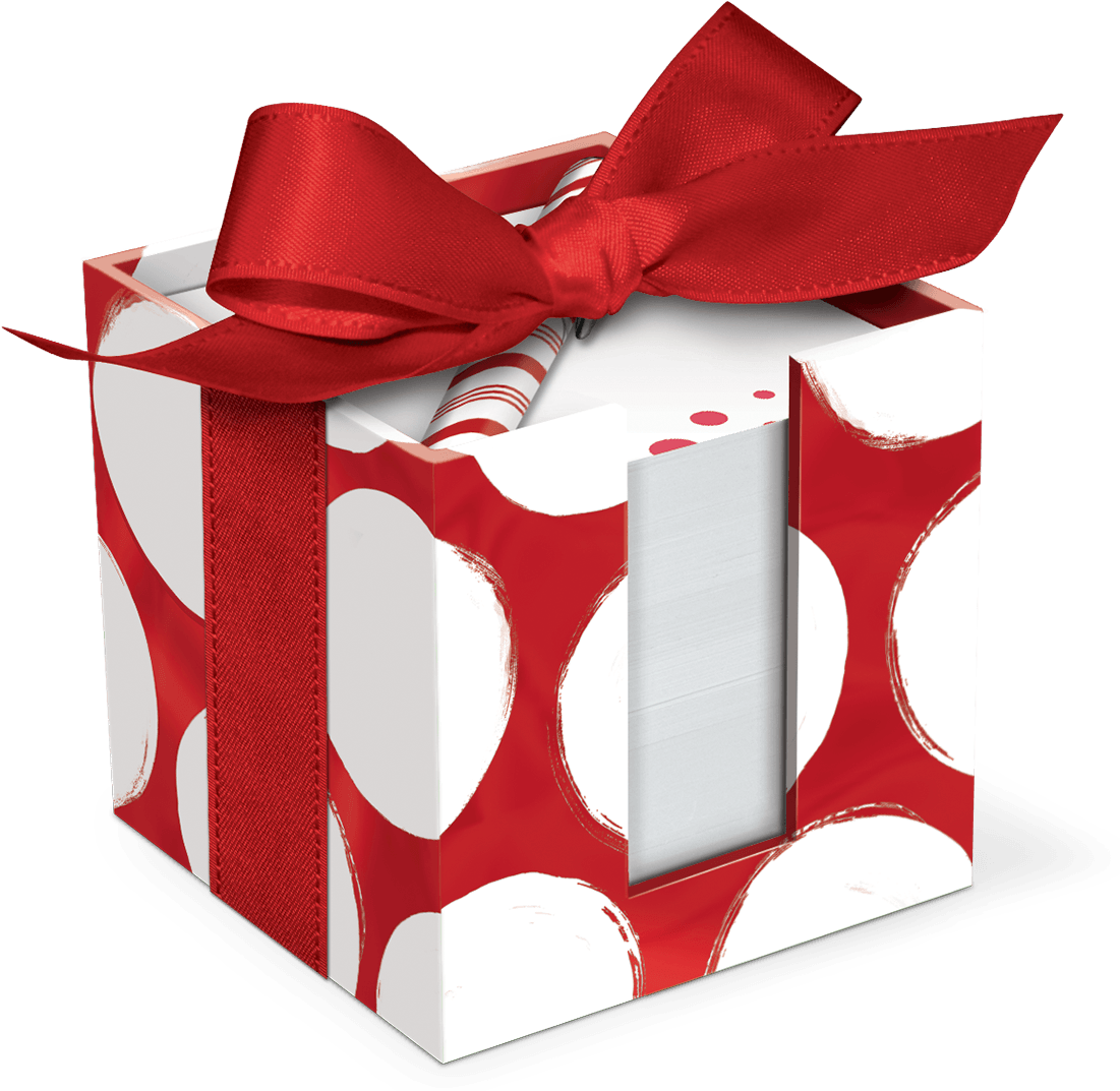 Red Bold Dot Memo Set With Pen - Gift Wrapping (1200x1200)