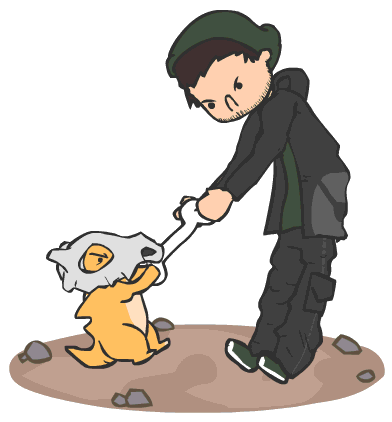 Cubone 'n' Digital-yeti By - Cartoon (401x432)