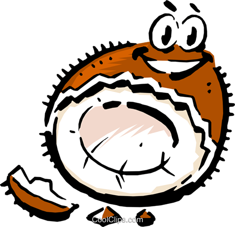 Cartoon Coconut Royalty Free Vector Clip Art Illustration - Gifs De Cocos (480x464)