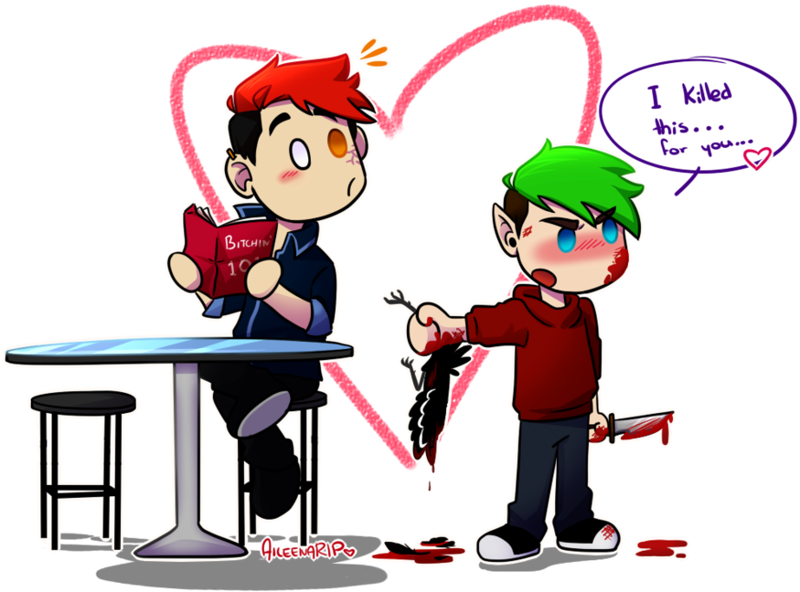 Be My Valentine /nigth And War By Aileenarip - Antisepticeye And Darkiplier Fanart (1024x759)