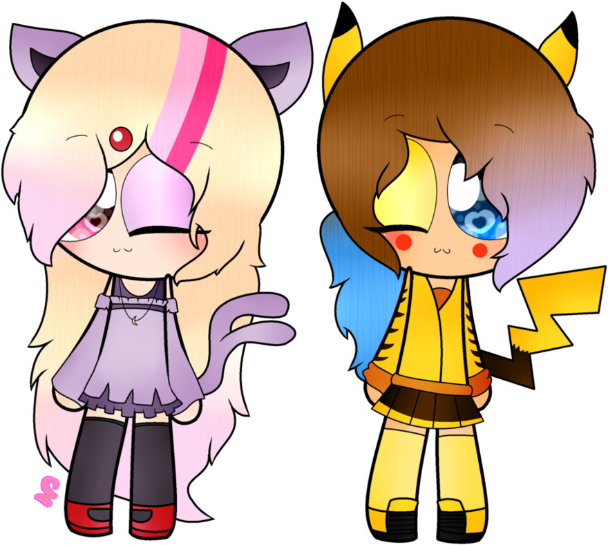 Espeon Girl And Pika Girl By Nini The Inkling - Espeon (1003x797)